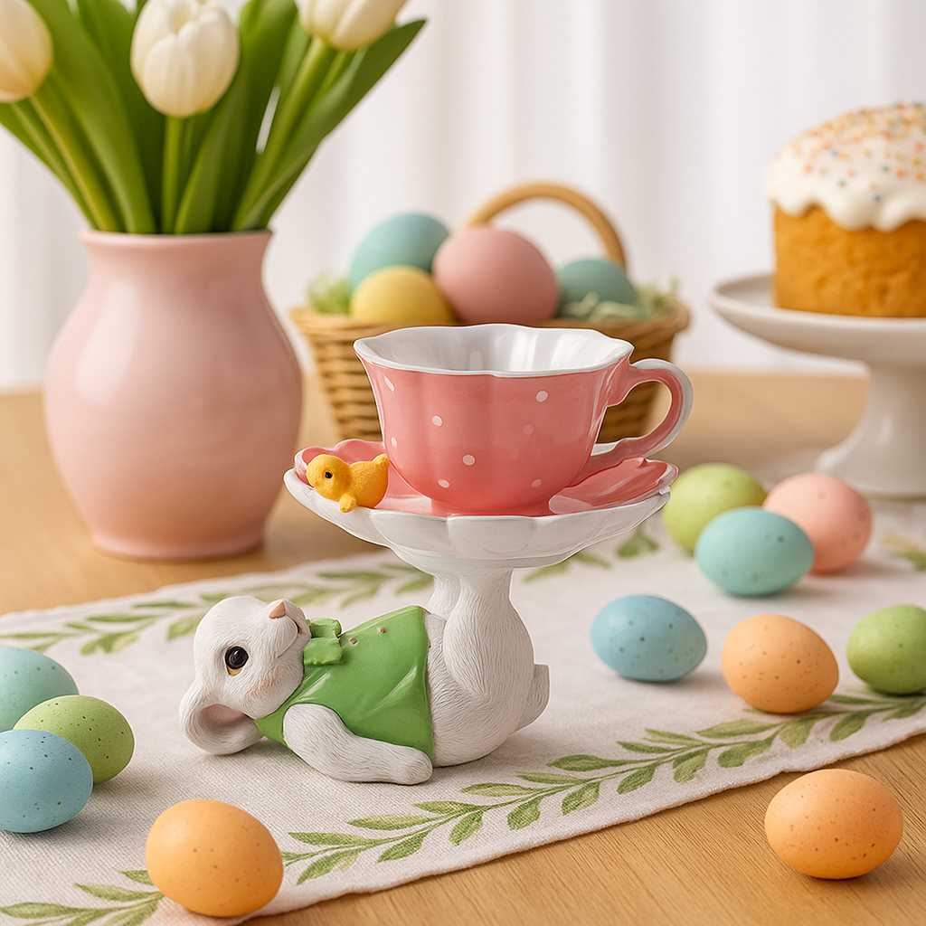 Bunny with Pink Teacup Figurine - Easter #34055