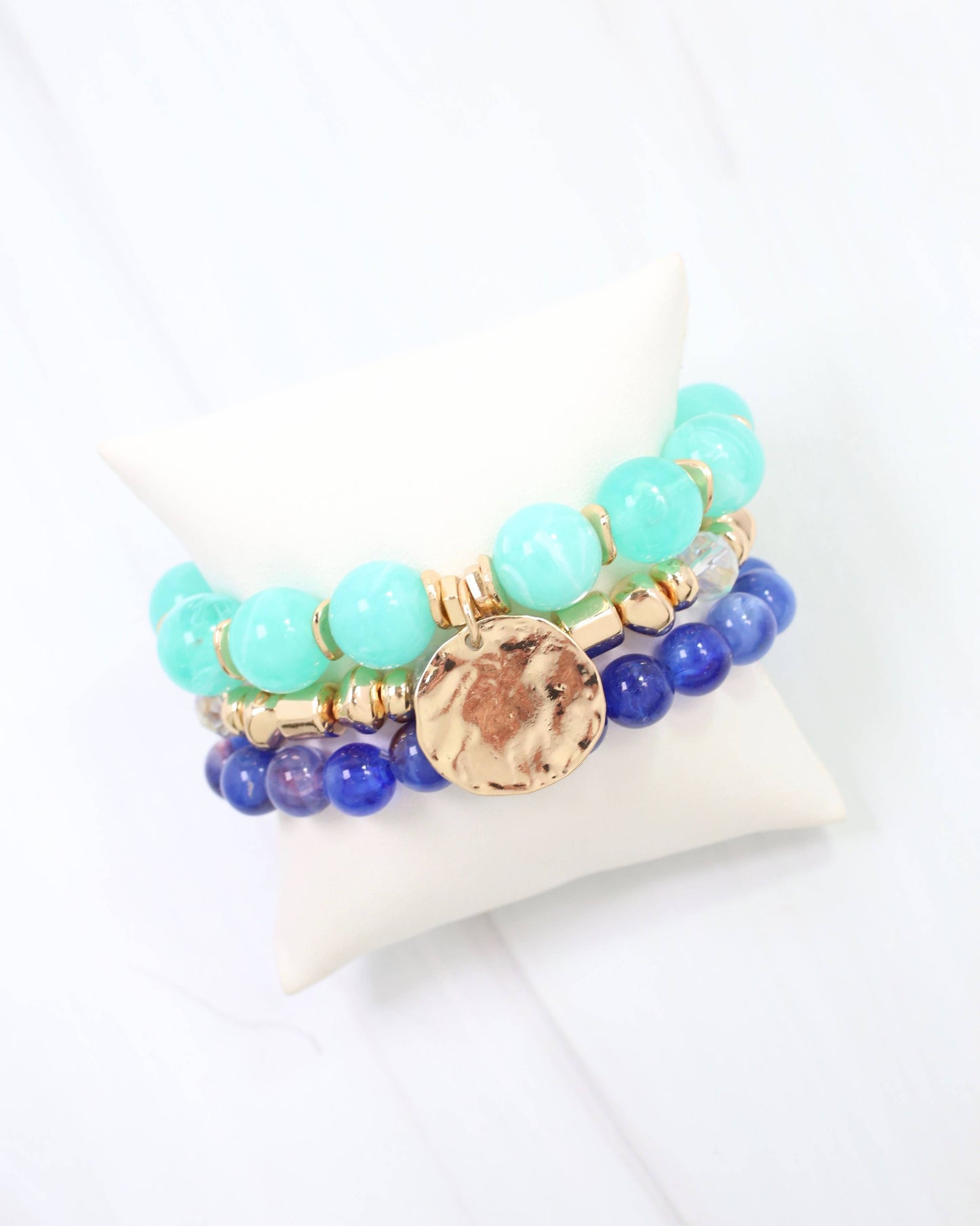 Biloxi Beaded Bracelet Set Aqua: Default