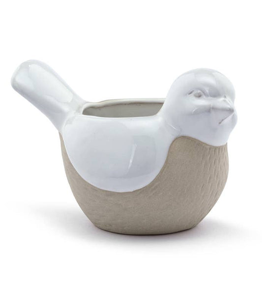 White/Brown Bird Planter  Nature  #22751