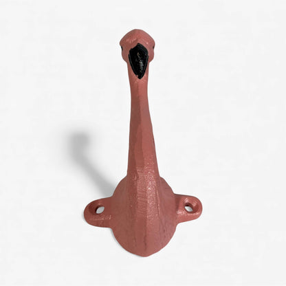 Flamingo Wall Hook Cast Iron Pink Decorative Hanger