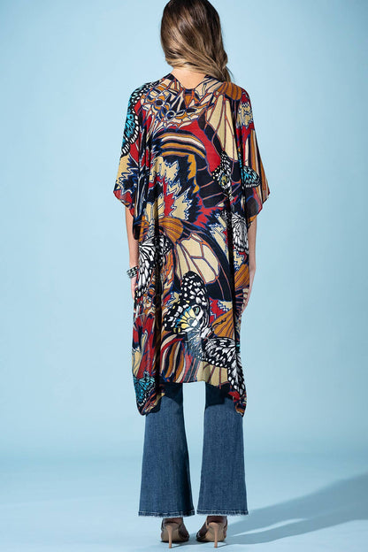 Midnight Monarch Viscose Kimono: Monarch