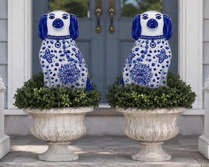 LARGE Designer Chinois Staffie Dogs Topiary Stake