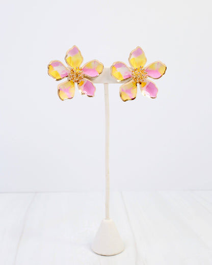 Monett Flower Post Earring Pink: Default