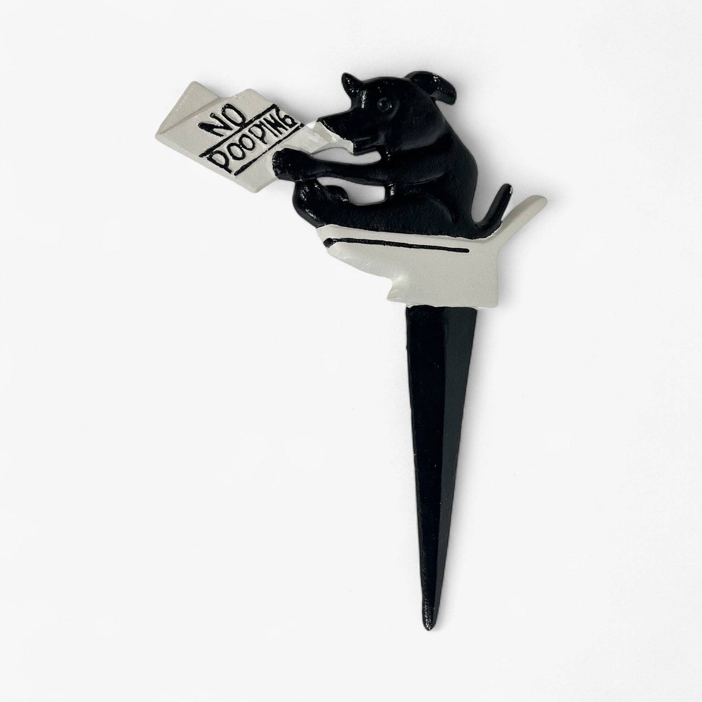 Dog No Pooping Garden Stake Cast Iron Yard Decor