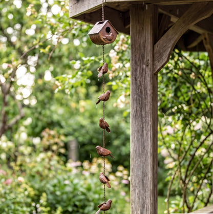 Rustic Metal Long Rain Chain: Bird