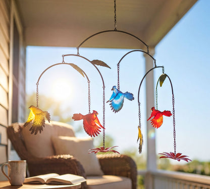 Multi-tiered Metal Birds Hanging Sun Catcher