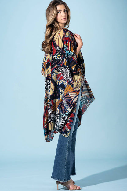 Midnight Monarch Viscose Kimono: Monarch