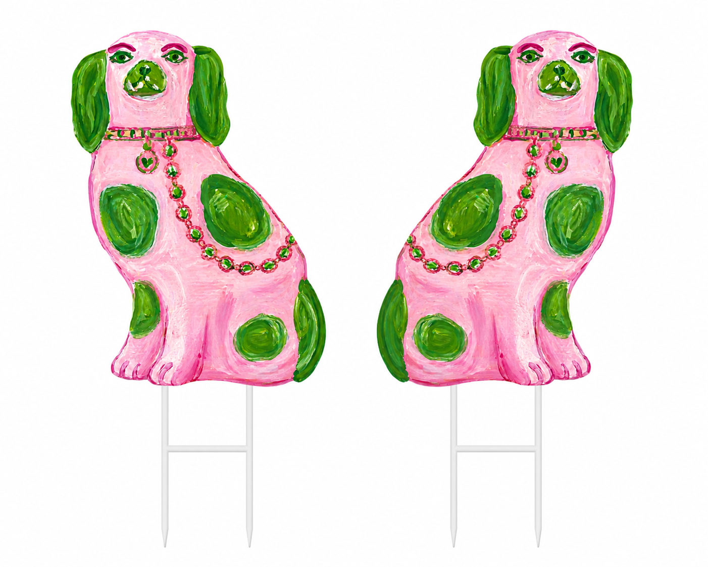 LARGE Designer Chinois Staffie Dogs Topiary Stake