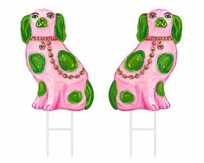 LARGE Designer Chinois Staffie Dogs Topiary Stake
