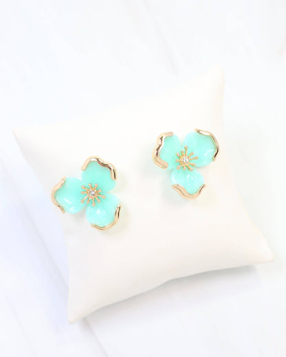 Eveleth Flower Post Earring Aqua: Default