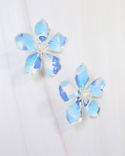 Monett Flower Post Earring Blue: Default