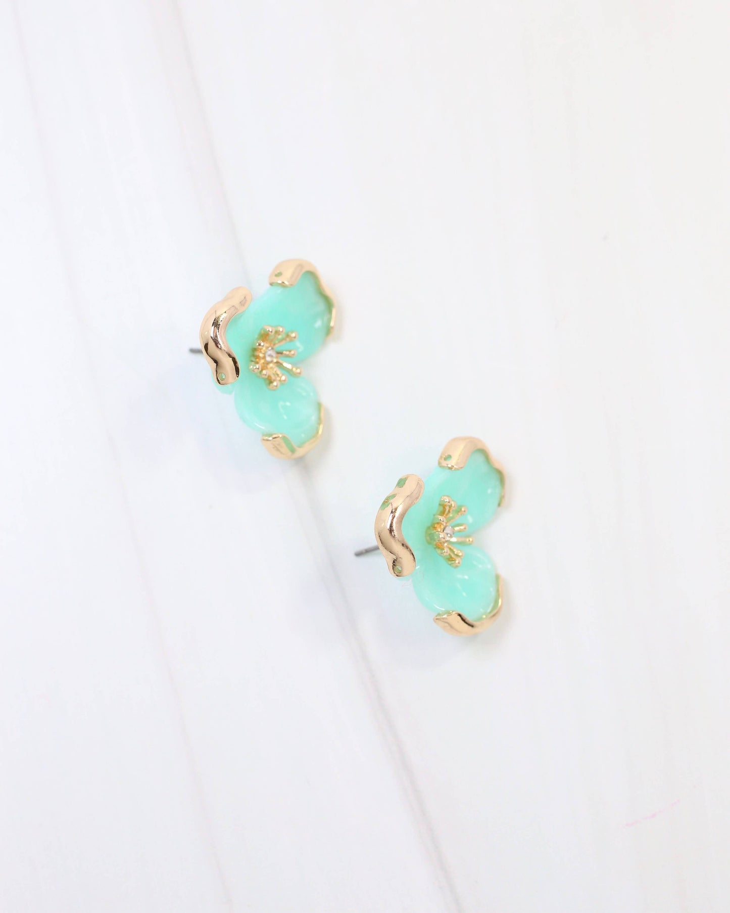 Eveleth Flower Post Earring Aqua: Default