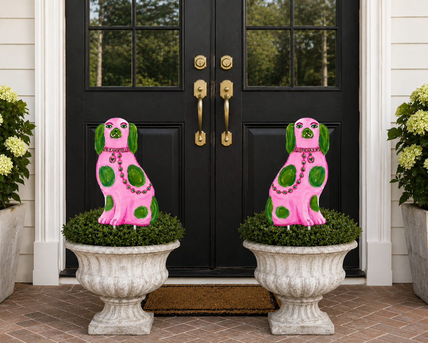 LARGE Designer Chinois Staffie Dogs Topiary Stake