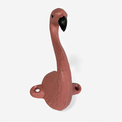 Flamingo Wall Hook Cast Iron Pink Decorative Hanger
