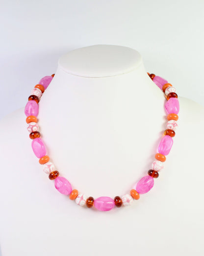 Sedalia Mixed Beaded Necklace Fuchsia: Default