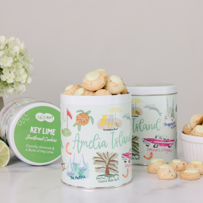 Amelia Island, Florida Gift Tin | Gourmet Shortbread Cookies: Deluxe Mixed Nuts
