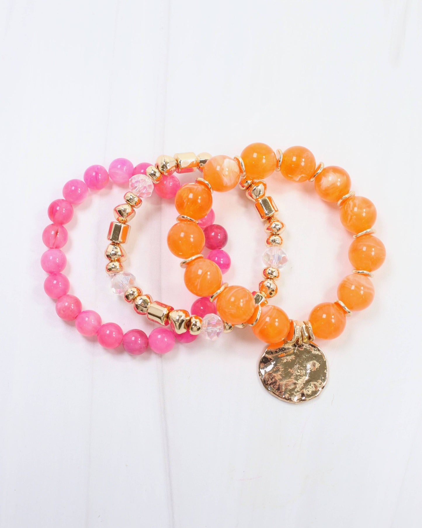 Biloxi Beaded Bracelet Set Fuchsia: Default