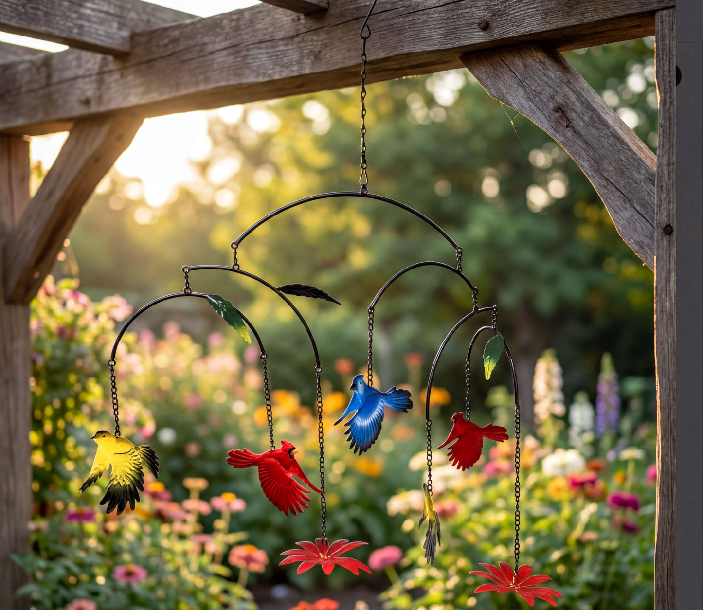 Multi-tiered Metal Birds Hanging Sun Catcher