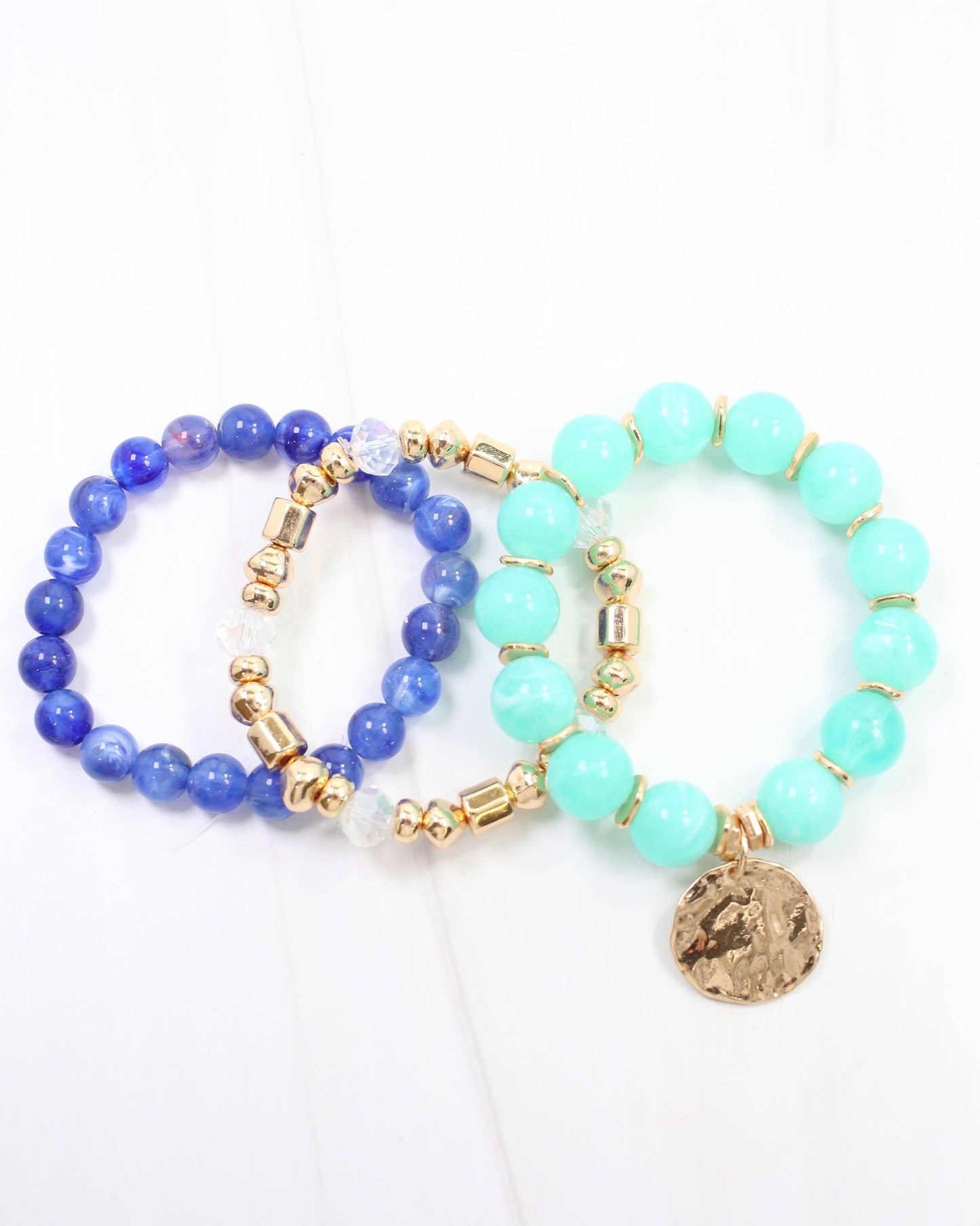 Biloxi Beaded Bracelet Set Aqua: Default