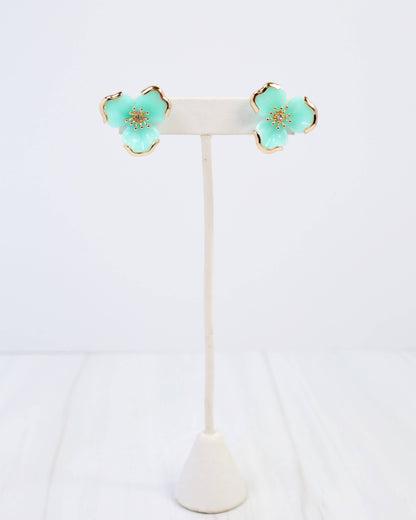 Eveleth Flower Post Earring Aqua: Default