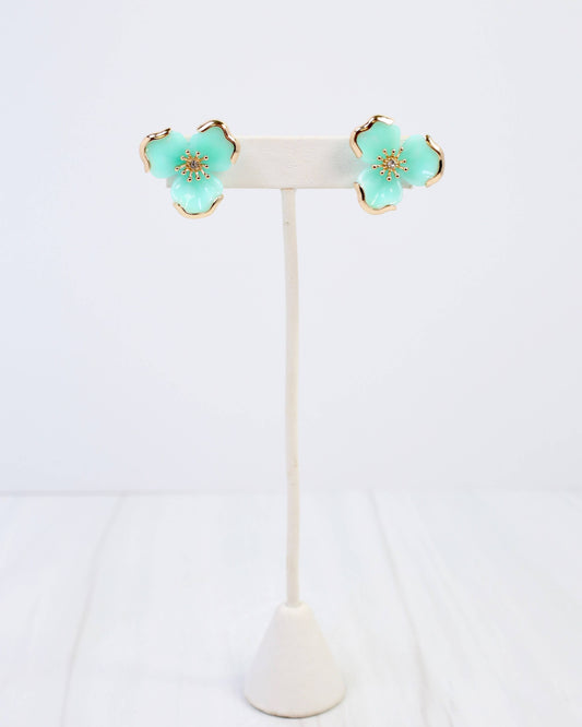 Eveleth Flower Post Earring Aqua: Default