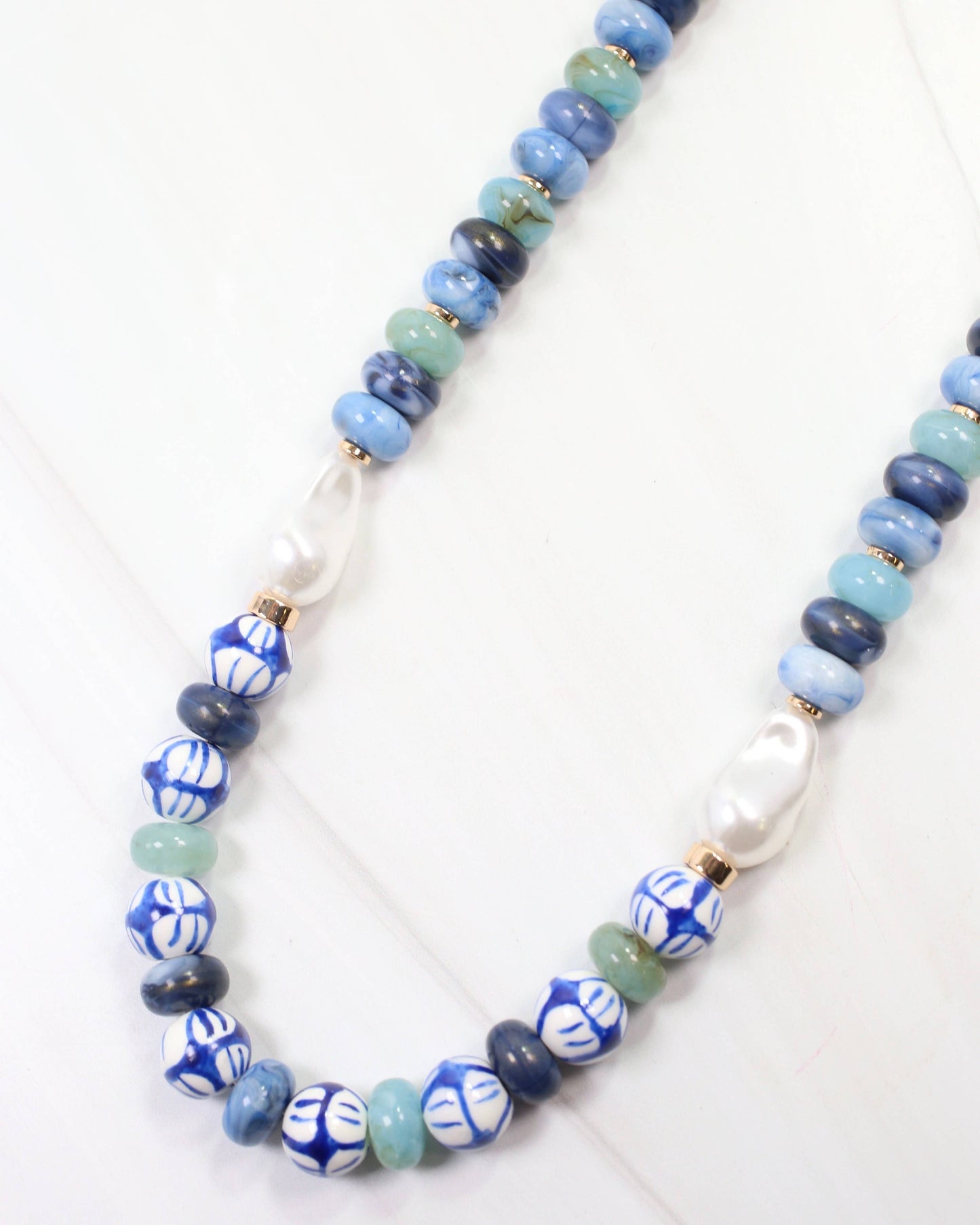 Warrensburg Ceramic Beaded Necklace Blue Multi: Default