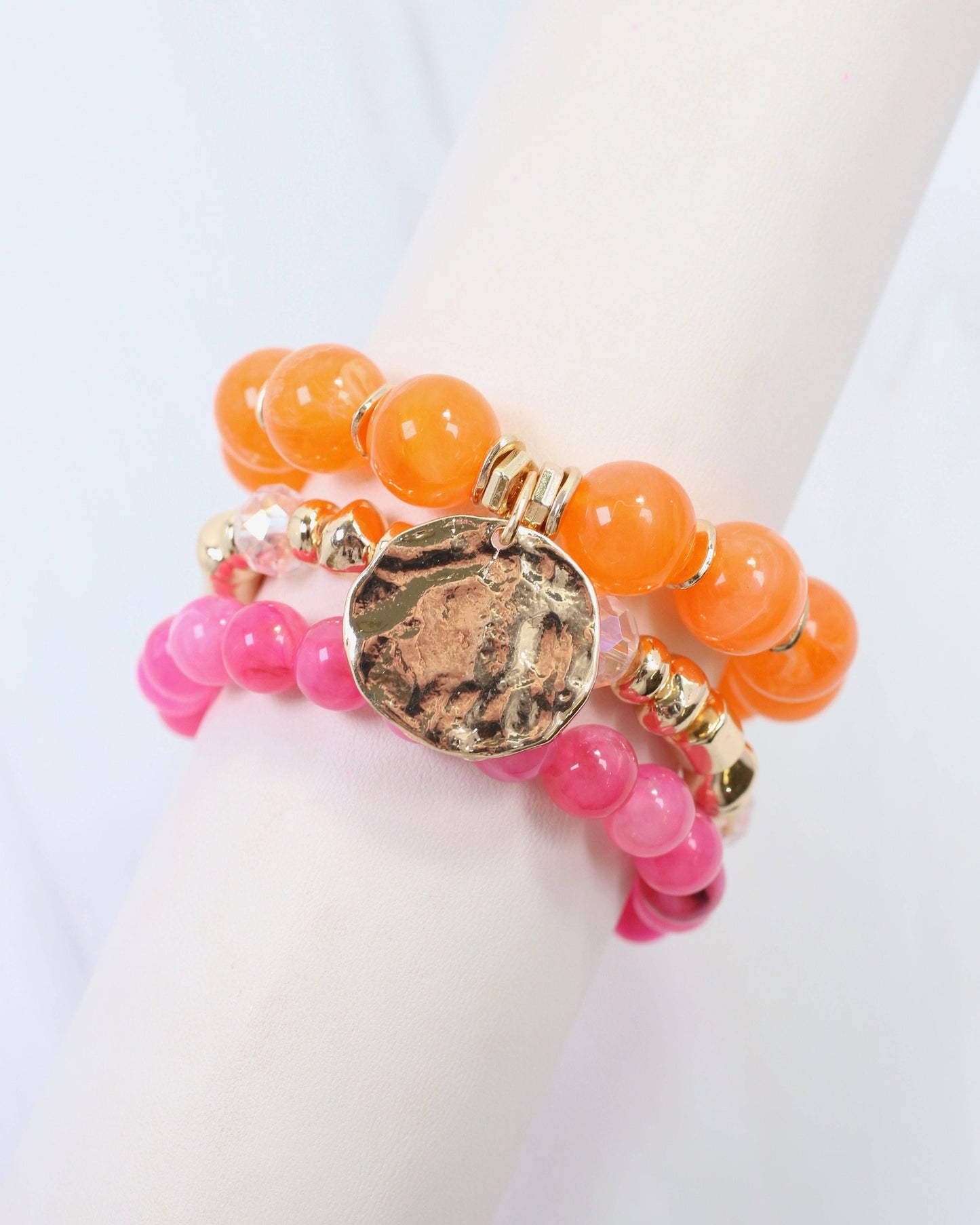 Biloxi Beaded Bracelet Set Fuchsia: Default